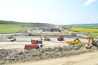 Photo shows a highway construction site