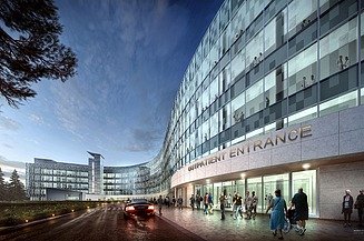 Photo of a new building at night