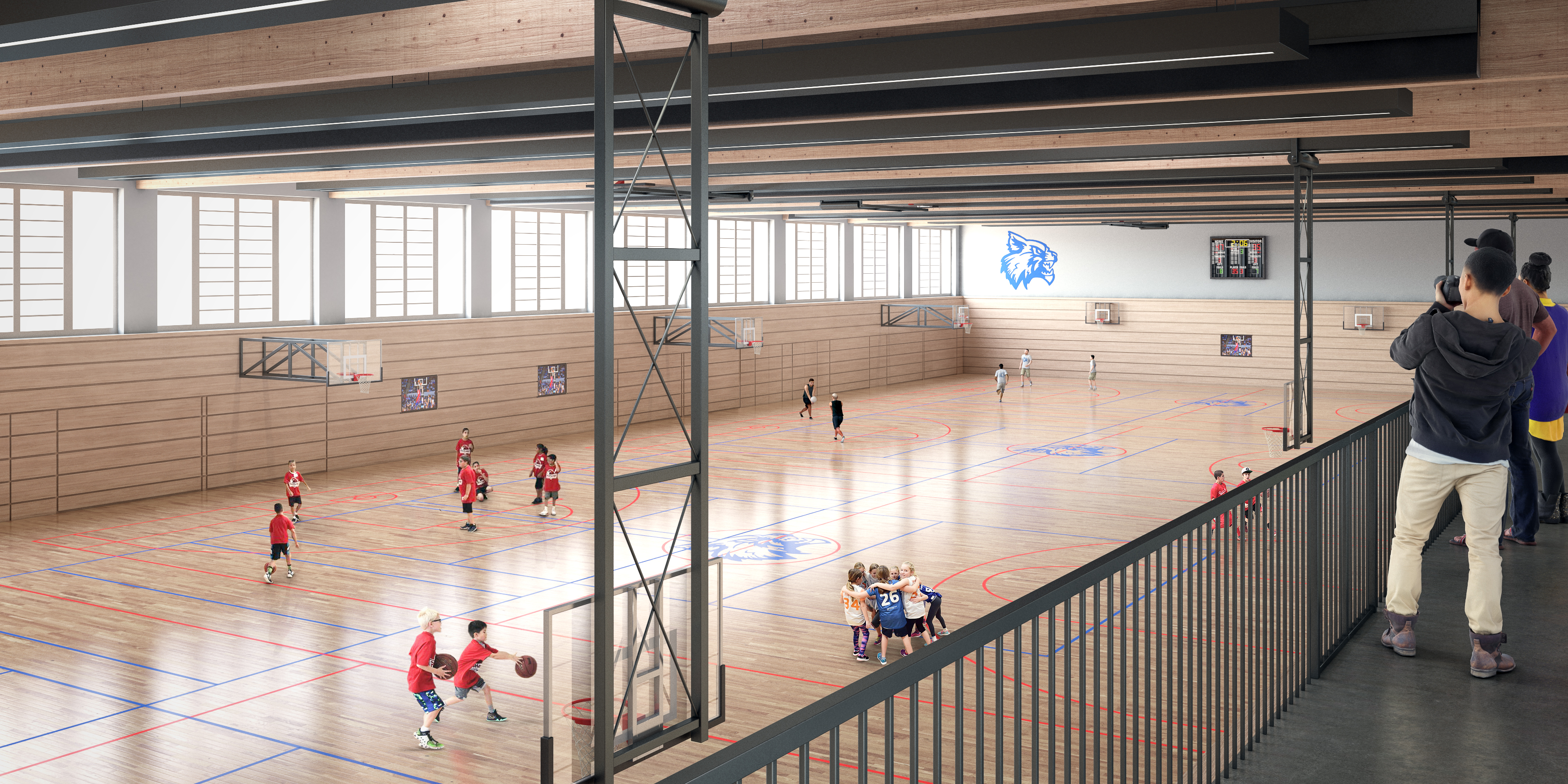 Visualisierung der künftigen Vierfachsporthalle.