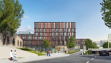 Der Zentralbau wird künftig auf rd. 65.000 m2 wesentliche medizinische Bereiche bündeln und eine moderne Infrastruktur für die Gesundheitsversorgung im Süden Wiens schaffen. 