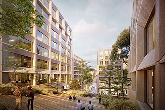 Visualisierung eines Einkaufszentrums in der Außenansicht