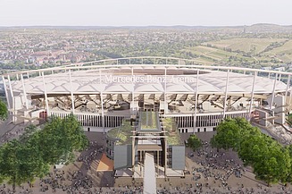 Visualisierungen der Mercedes Benz Arena.  