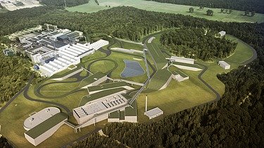 Fotomontage der zukünftigen FAIR-Teilchenbeschleunigeranlange