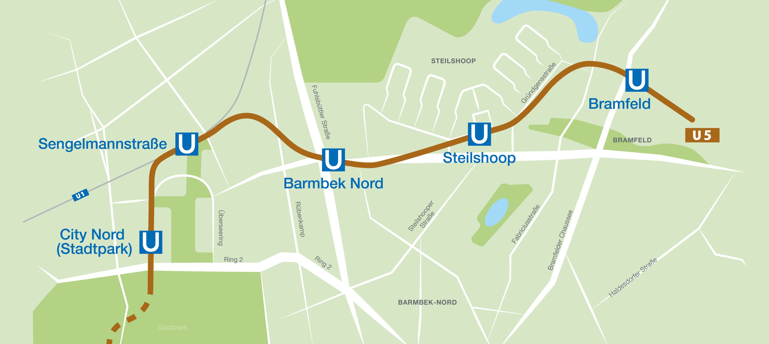 Foto von einer Karte der U5 in Hamburg. 