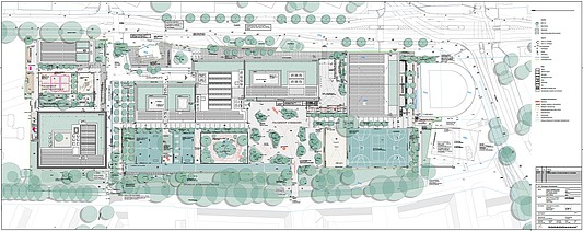 Zeichnung vom neuen großen Schulcampus Struenseestraße in Hamburg. 