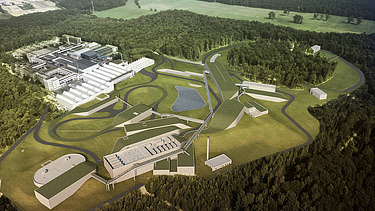 Visualisierung der Teilchenbeschleunigeranlage FAIR in Darmstad.
