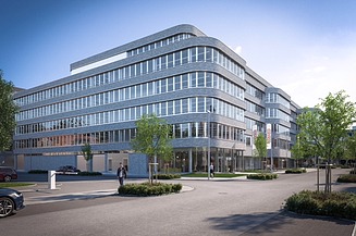 Visualisierung des OBRKSSL - home of success in Düsseldorf mit Seitenansicht.  