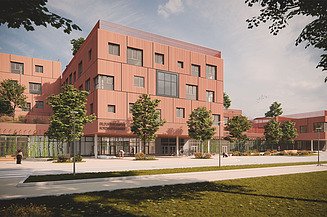Außenvisualisierung des Campus-Gebäudes am Nordwestbahnhof 