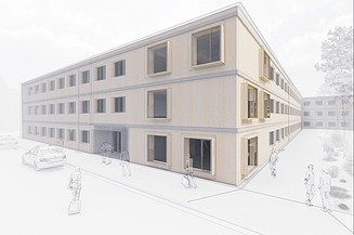 Zeichnung des Models von den neuen modernen Unterkünften für die Polizeiausbildung.