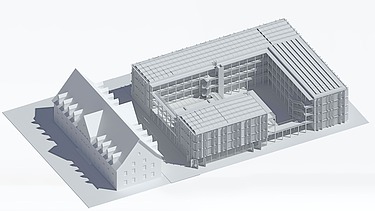 Visualisierung eines Models von einem Wohnheim. 