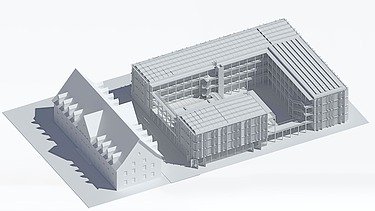 Visualisierung eines Models von einem Wohnheim. 