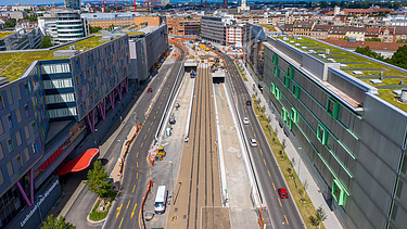 Foto vom zweispurigen Straßentunnel Kriegsstraße in der Karlsruher Innenstadt.