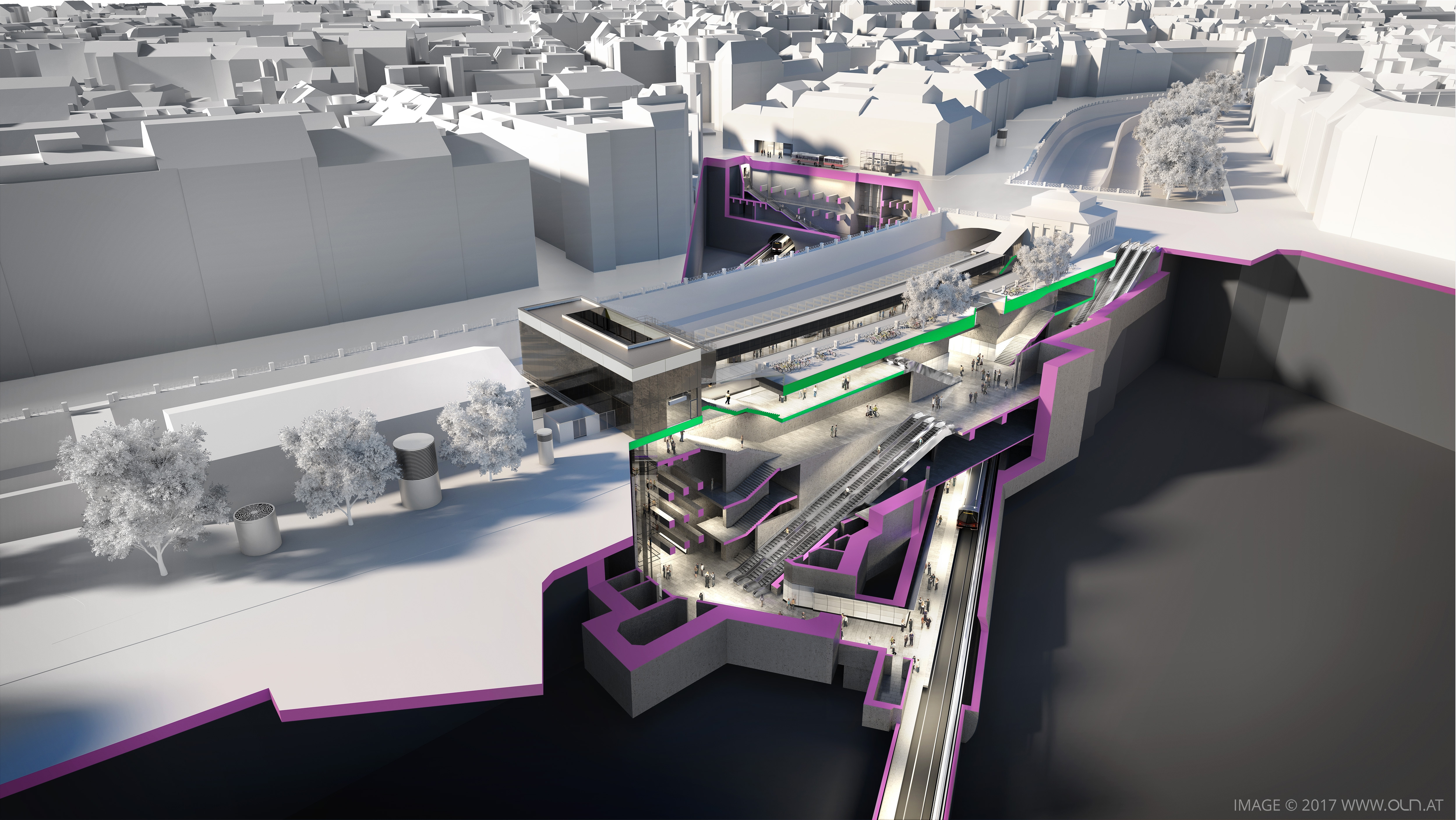 Rendering of the U2 station Pilgramgasse