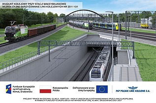 Visualisation of the railway flyover at Maksymilianowo station
