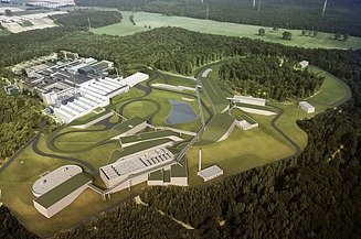 Photo montage of the future FAIR particle accelerator facility