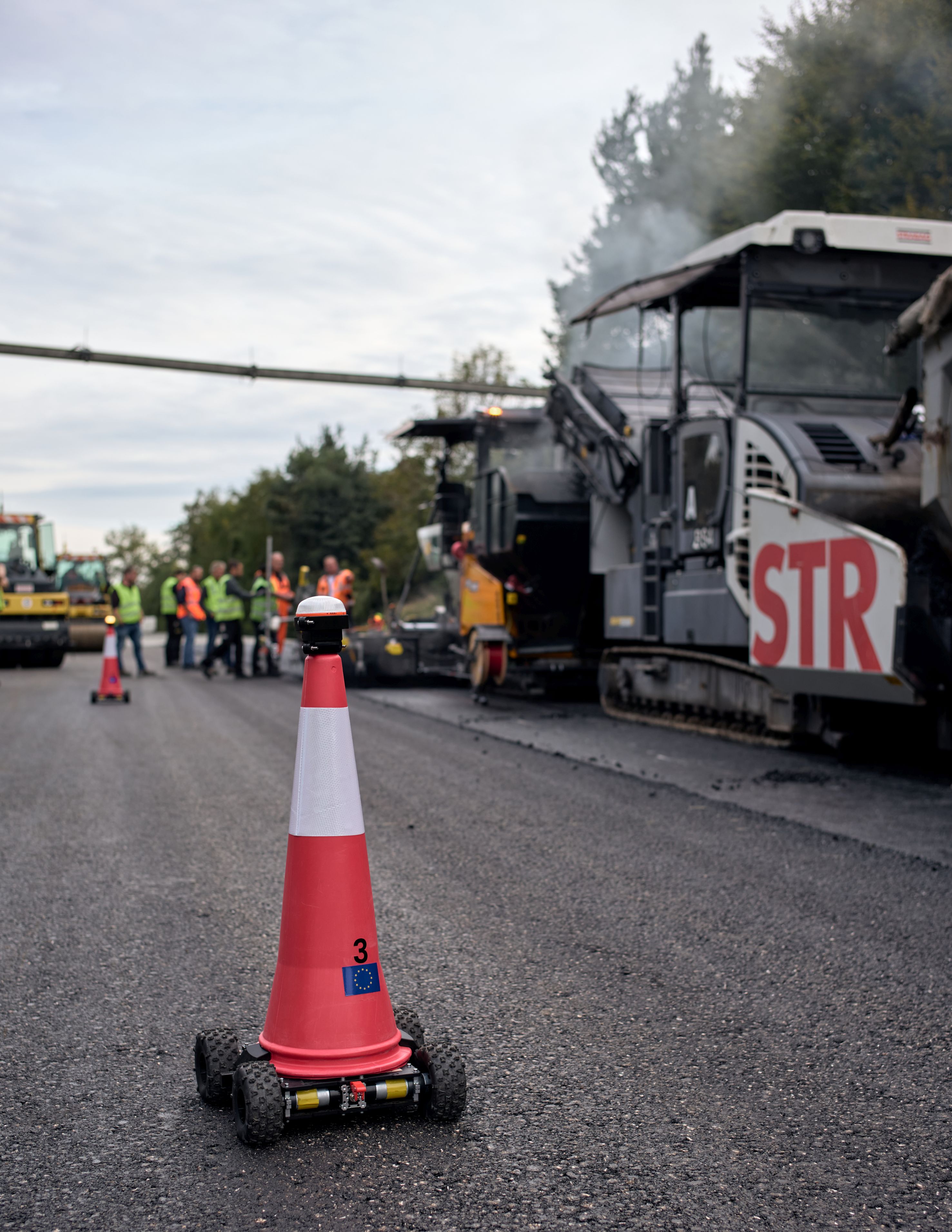 Photo of Fully autonomous asphalt paving and self-propelled barrier pylons with object recognition