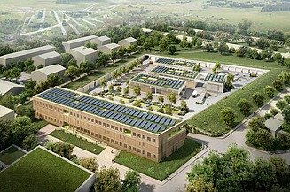 Bürogebäude in begrünter Umgebung