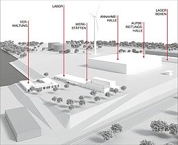 Visualisierung eines Bauprojektes mit Beschriftungen