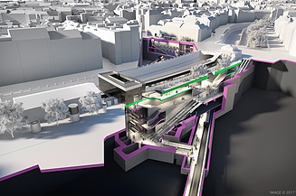 Rendering of the U2 station Pilgramgasse