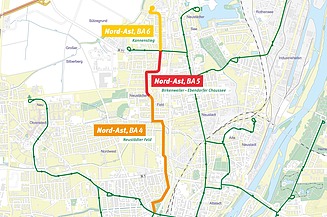 Bauabschnitte der 2. Nord-Süd-Verbindung für die Straßenbahn in Magdeburg