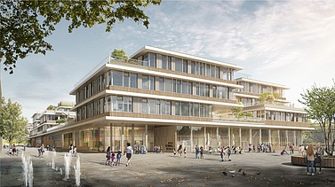 Visualisierung von einem neuen Schulcampus in Heilbronn.
