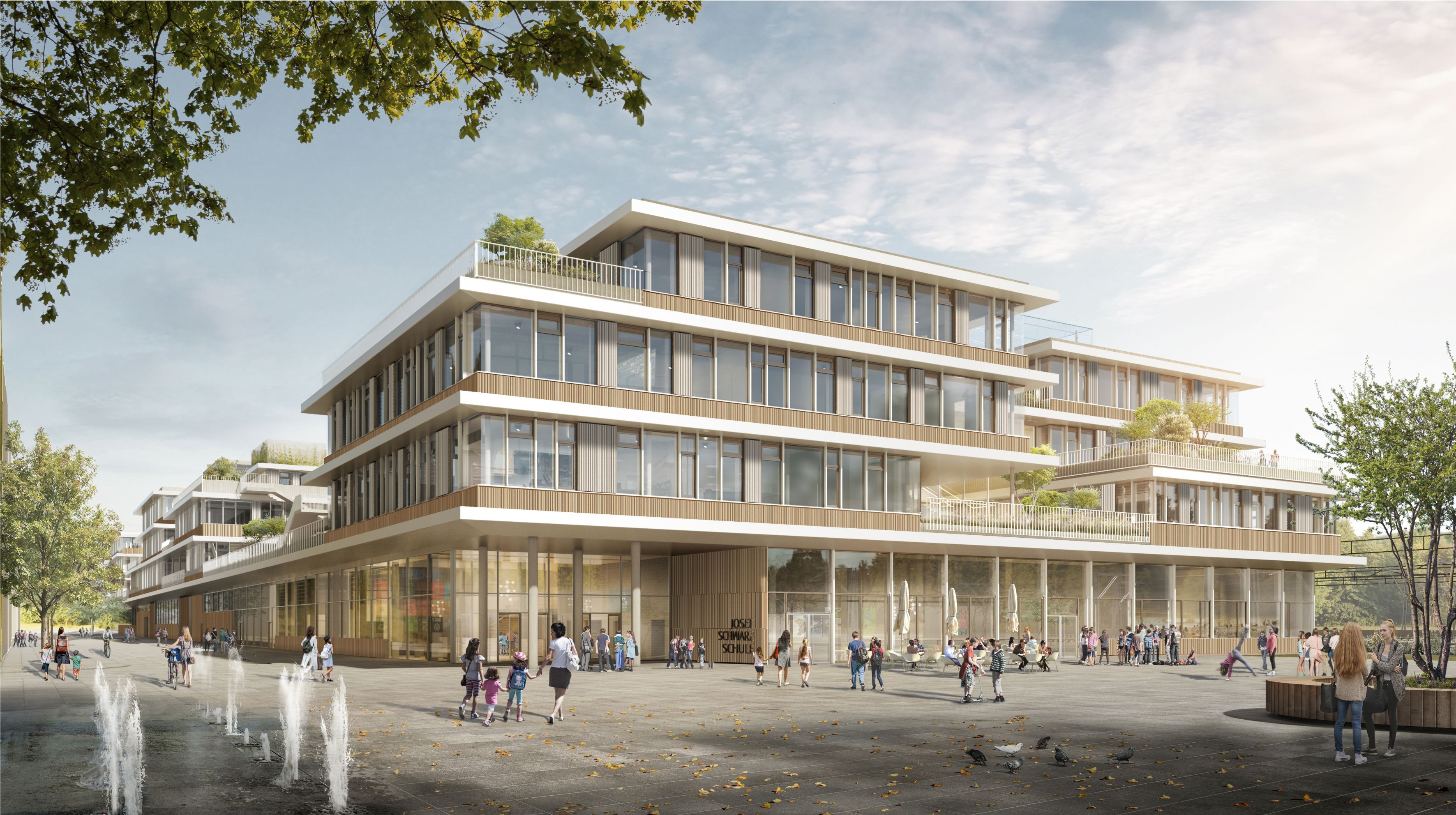 Visualisierung von einem neuen Schulcampus in Heilbronn.