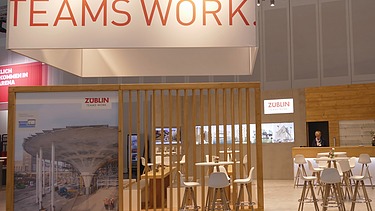 Foto vom ZÜBLIN-Stand auf dem Deutschen Bautechniktag 2019 in Stuttgart.