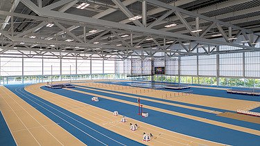 Foto der Leichtathletikhalle in der neuen Sport Arena Wien