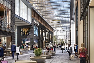 Visualisierung der Umbau- und Revitalisierungsarbeiten der Potsdamer Platz Arkaden in Berlin-Mitte.