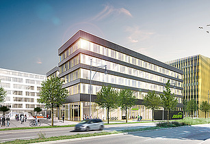 Visualisierung des JobRad Firmensitz mit Seitenansicht.  