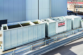 Foto den drei Containern: Absetzbecken, BW-KOMPAKT und NEUTRA-KOMPAKT.