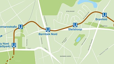 Foto von einer Karte der U5 in Hamburg. 