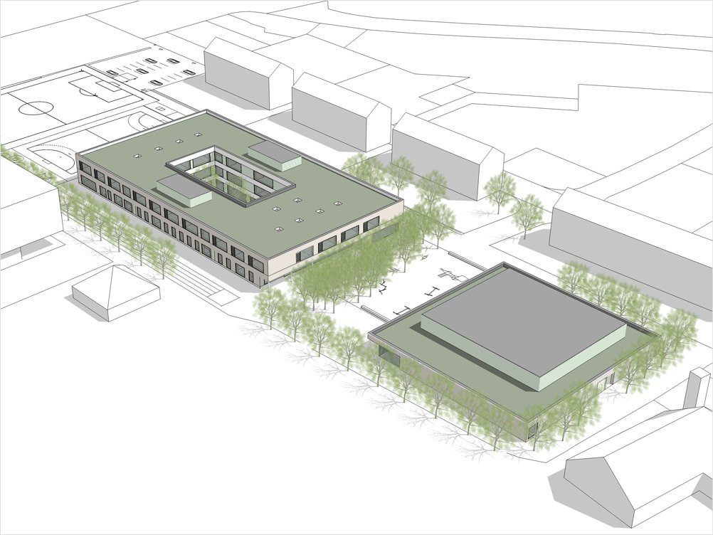 Zeichnung vom Vinzenz-Pallotti-Schule in Friedberg.