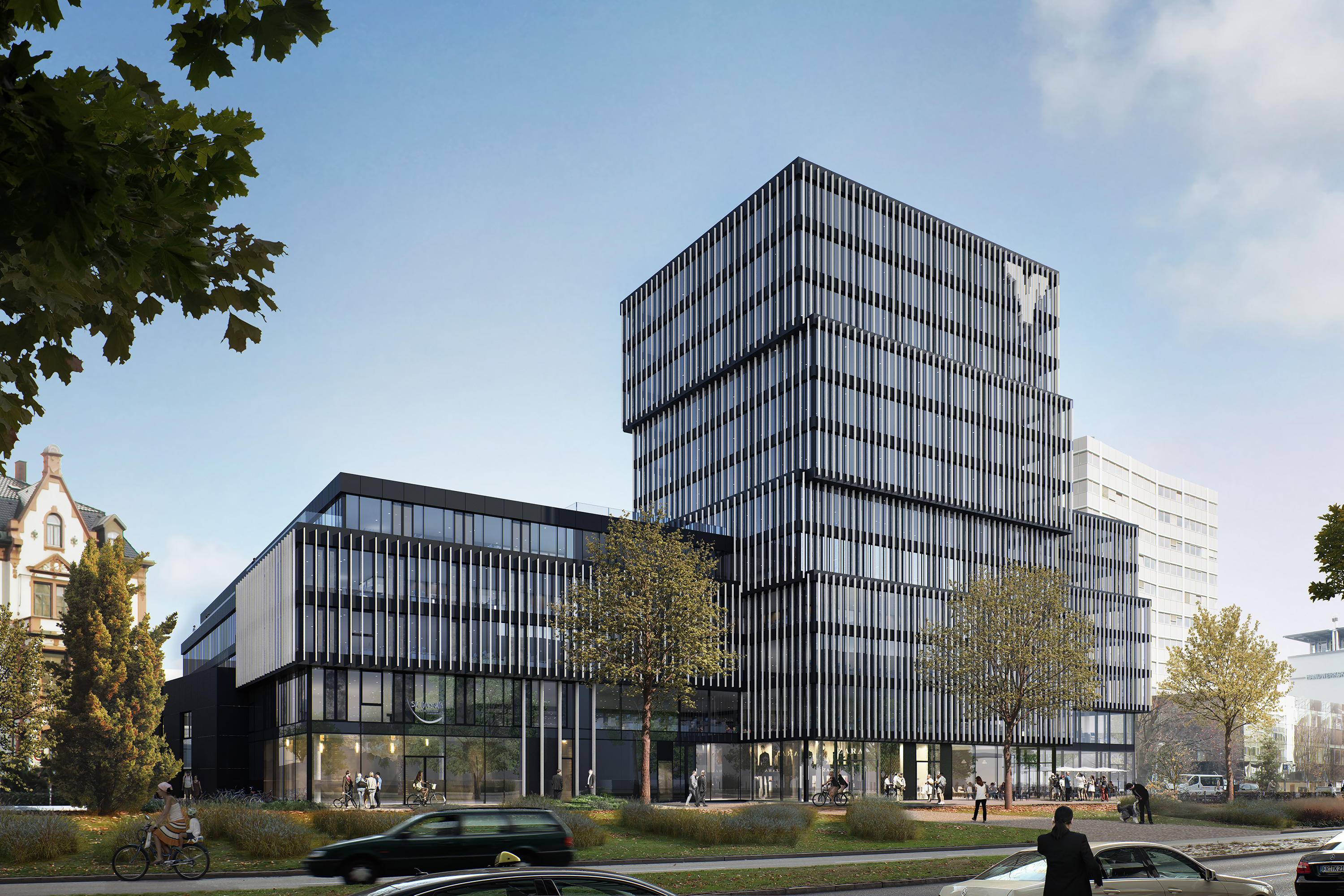 Visualisierung von der Volksbank Gebäude in Freiburg.