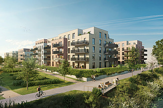 Visualisierung der Elbterrassen II mit Seitenansicht. 