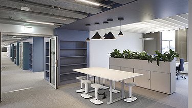 The picture shows a visualization of a modern office
