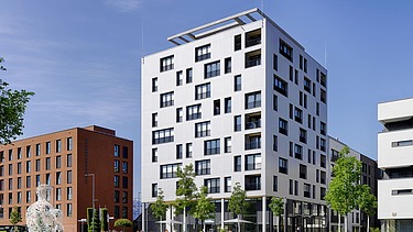 Visualisierung vom Holz-Hybrid-Hochhaus SKAIO in Heilbronn. 