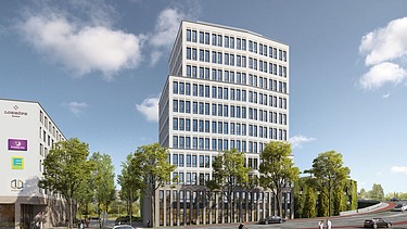 Visualisierung von einem 45m hohen Businesstower. 