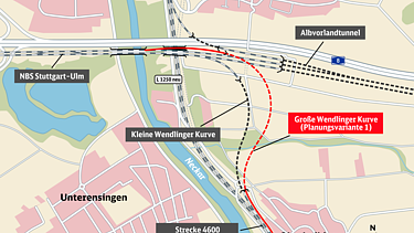 Karte von Neubaustrecke Stuttgart–Ulm.