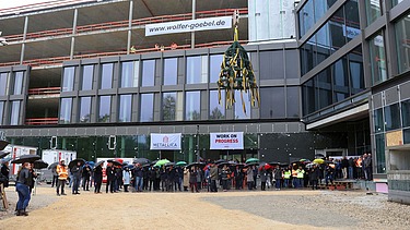 Foto vom Richtfest für den Neubau des Landratsamts in Esslingen.