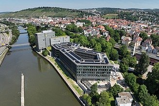 Bird's eye view of an office building