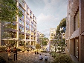 Visualisierung eines Einkaufszentrums in der Außenansicht