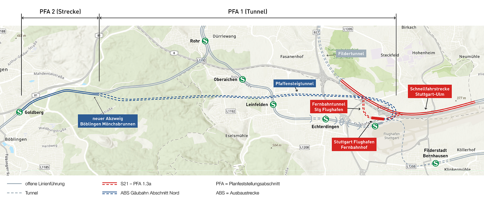 Pfaffensteigtunnel Kartenansicht