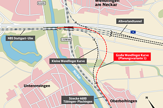 Karte von Neubaustrecke Stuttgart–Ulm.