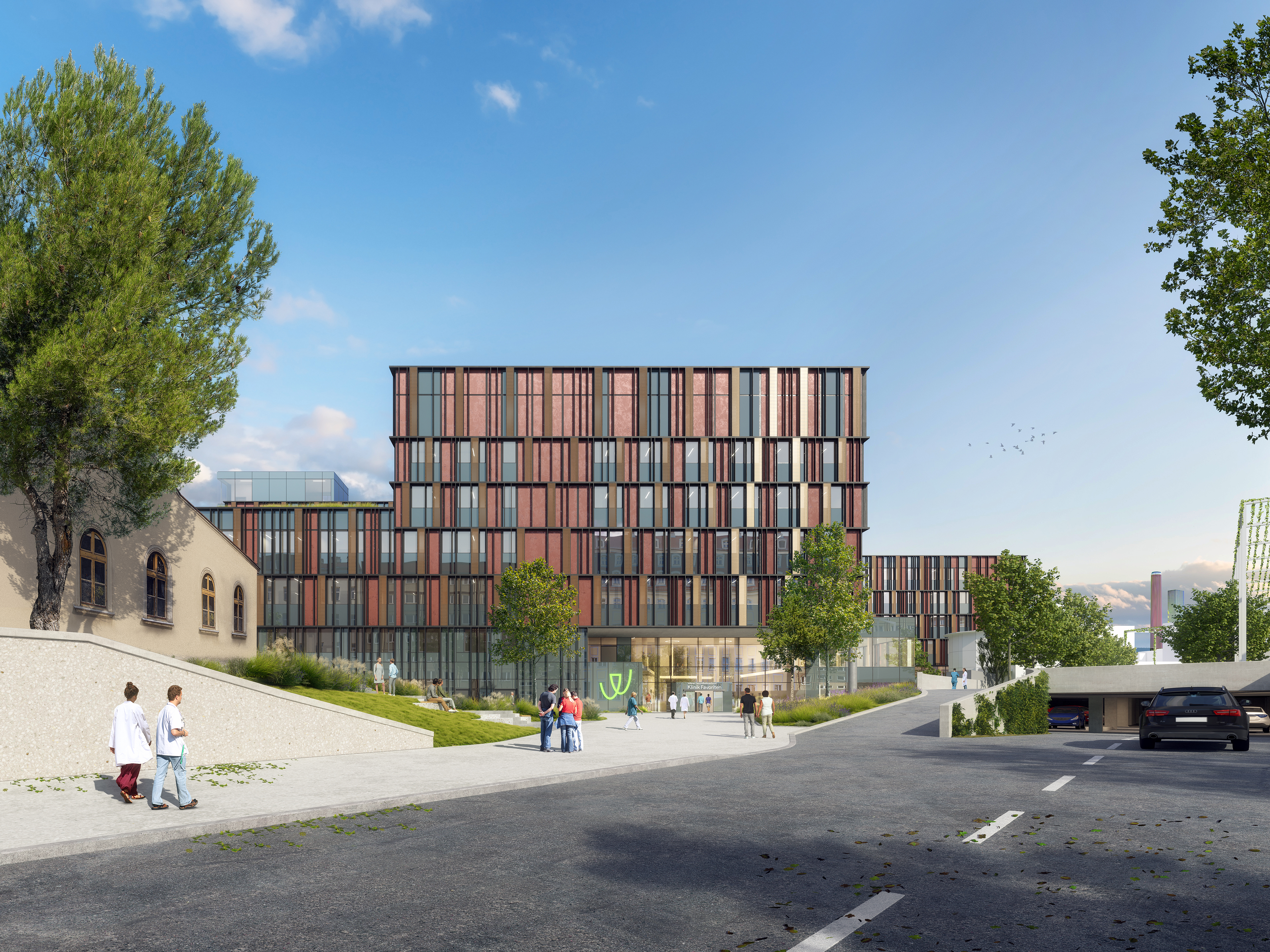 Der Zentralbau wird künftig auf rd. 65.000 m2 wesentliche medizinische Bereiche bündeln und eine moderne Infrastruktur für die Gesundheitsversorgung im Süden Wiens schaffen.