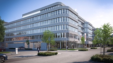 Visualisierung des OBRKSSL - home of success in Düsseldorf mit Seitenansicht.  