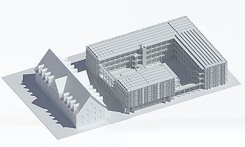 Visualisierung eines Models von einem Wohnheim. 