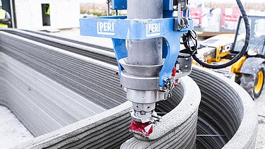 Photo of a 3D printer for construction at work