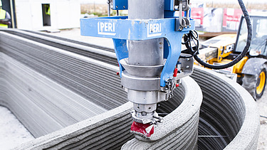 Photo of a 3D printer for construction at work