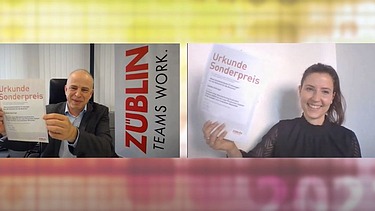 Foto von der Online-Preisverleihung im Wettbewerb „Auf IT gebaut – Bauberufe mit Zukunft“.